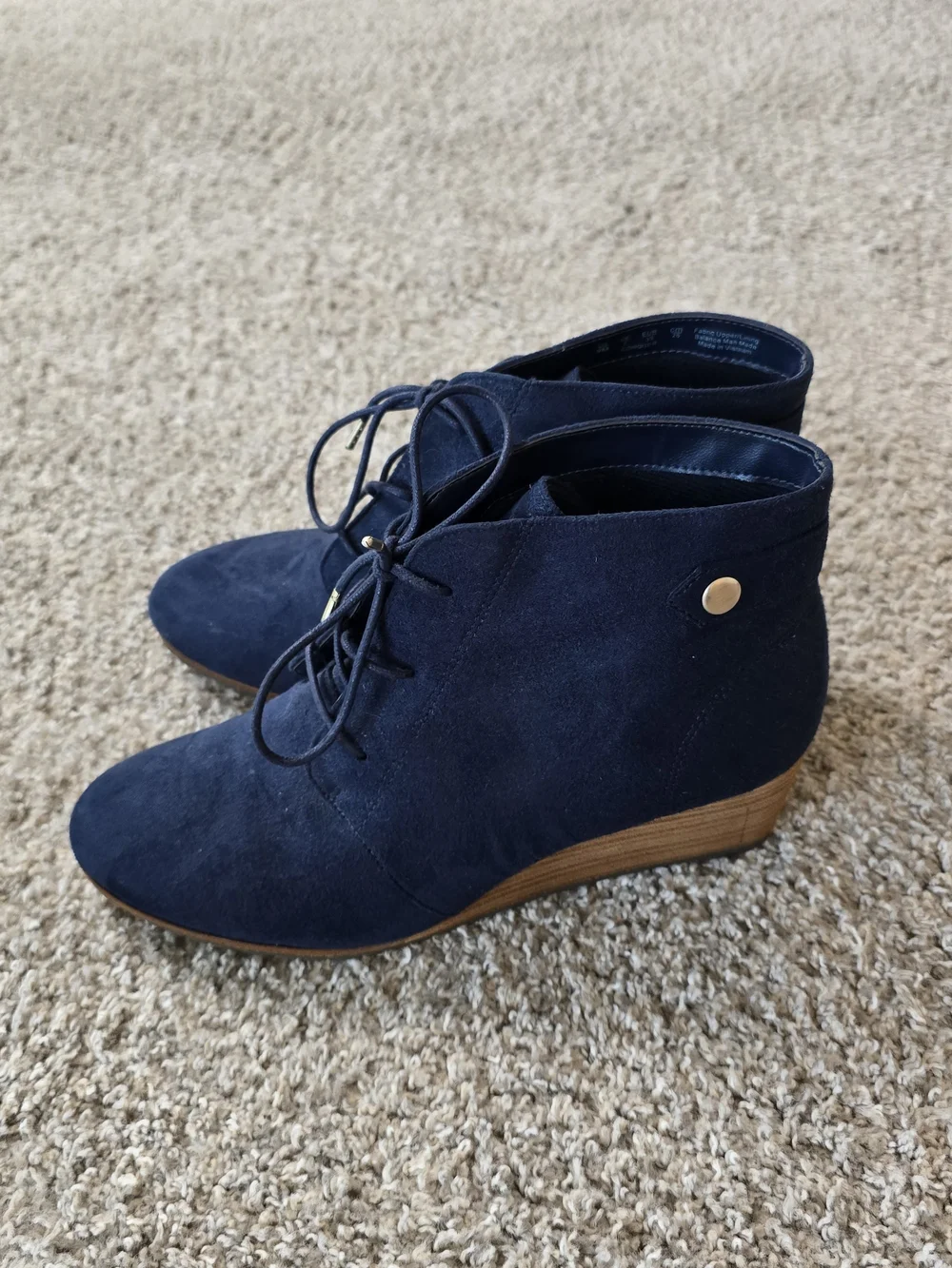 Dr. Scholl's Conquer BE Energized Womens Blue LaceUp Wedge Ankle Bootie US 9 NEW